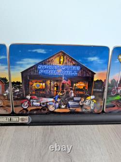 Harley Davidson Franklin Mint Wall Collector Plate Display With 4 Plates vintage