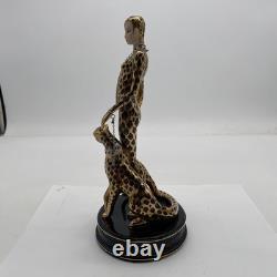 House Of Erte Franklin Mint (A 4066) LEOPARD Lady & Big Cat Limited Edition Mint