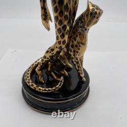House Of Erte Franklin Mint (A 4066) LEOPARD Lady & Big Cat Limited Edition Mint