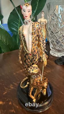 House Of Erte Franklin Mint (A 9798) LEOPARD Lady & Big Cat Limited Edition Mint
