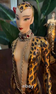 House Of Erte Franklin Mint (A 9798) LEOPARD Lady & Big Cat Limited Edition Mint