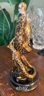 House Of Erte Franklin Mint (A 9798) LEOPARD Lady & Big Cat Limited Edition Mint