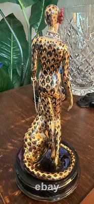 House Of Erte Franklin Mint (A 9798) LEOPARD Lady & Big Cat Limited Edition Mint