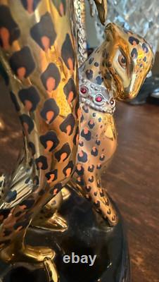 House Of Erte Franklin Mint (A 9798) LEOPARD Lady & Big Cat Limited Edition Mint