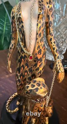 House Of Erte Franklin Mint (A 9798) LEOPARD Lady & Big Cat Limited Edition Mint
