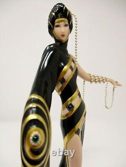 House Of Erte Franklin Mint Pearls & Emeralds 10 Porcelain Figurine