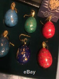 House Of Faberge 12 Porcelain Eggs Christmas Eggs 24k Gold Accents Franklin Mint