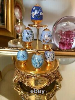 House Of Faberge Handpainted Porcelain Eggs Display Stand Sapphire Garden