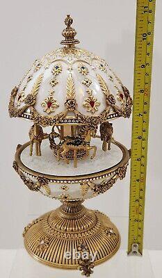 House Of Faberge Imperial Carousel Egg Franklin Mint Swarovski Crystals 11 READ