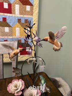 House Of Faberge Splendor In The Garden Porcelain Bronze Hummingbirds Figurine