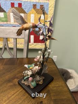 House Of Faberge Splendor In The Garden Porcelain Bronze Hummingbirds Figurine