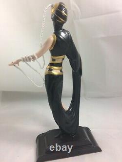 House of Erte Art Deco Pearls And Emeralds by Franklin Mint Porcelain Figure