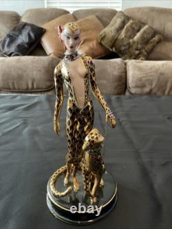 House of Erte Franklin Mint Leopard Art Deco Limited Edition Porcelain Figurine