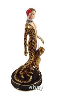 House of Erte Franklin Mint Leopard Art Deco Limited Edition Porcelain Figurine