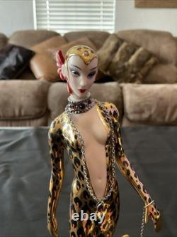House of Erte Franklin Mint Leopard Art Deco Limited Edition Porcelain Figurine