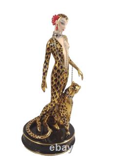 House of Erte Franklin Mint Leopard Art Deco Limited Edition Porcelain Figurine