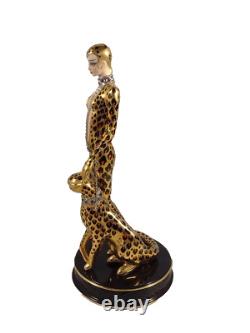 House of Erte Franklin Mint Leopard Art Deco Limited Edition Porcelain Figurine