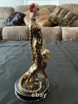 House of Erte Franklin Mint Leopard Art Deco Limited Edition Porcelain Figurine