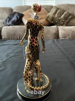 House of Erte Franklin Mint Leopard Art Deco Limited Edition Porcelain Figurine