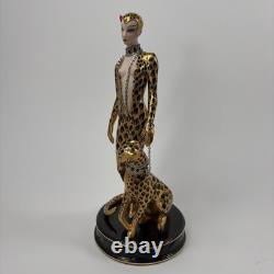 House of Erte Franklin Mint Leopard Art Deco Limited Edition Porcelain Figurine