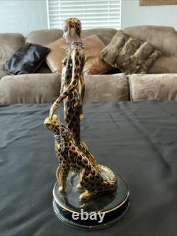 House of Erte Franklin Mint Leopard Art Deco Limited Edition Porcelain Figurine