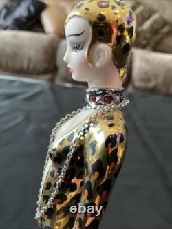 House of Erte Franklin Mint Leopard Art Deco Limited Edition Porcelain Figurine