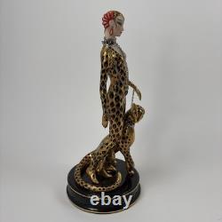 House of Erte Franklin Mint Leopard Art Deco Limited Edition Porcelain Figurine