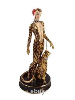 House of Erte Franklin Mint Leopard Art Deco Limited Edition Porcelain Figurine