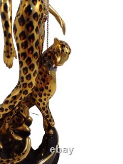 House of Erte Franklin Mint Leopard Art Deco Limited Edition Porcelain Figurine