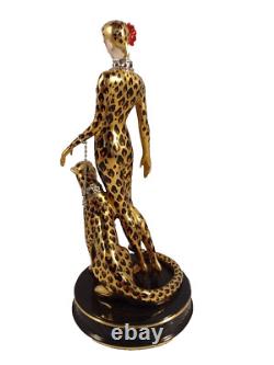 House of Erte Franklin Mint Leopard Art Deco Limited Edition Porcelain Figurine