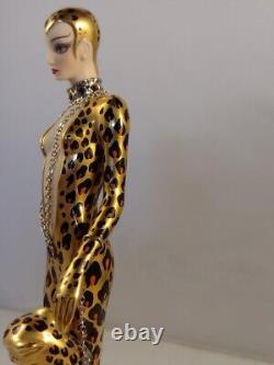 House of Erte Franklin Mint Leopard Art Deco Limited Edition Porcelain Figurine