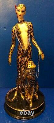 House of Erte Franklin Mint Leopard Porcelain Figurine Hand Painted