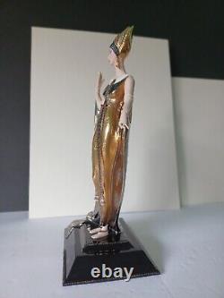House of Erte Isis Art Deco Figurine Faux Pearls Genuine Onyx 24K Damaged
