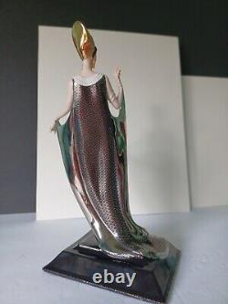 House of Erte Isis Art Deco Figurine Faux Pearls Genuine Onyx 24K Damaged