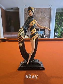 House of Erte Limited Edition, Hand Painted Porcelain Pearls and Emeralds statue