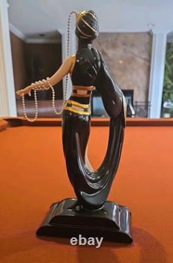 House of Erte Limited Edition, Hand Painted Porcelain Pearls and Emeralds statue