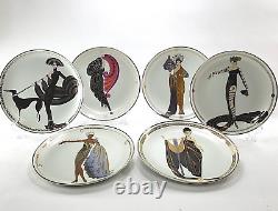 House of Erte Lot of 6 Art Deco Limited Edition Porcelain Plates Franklin Mint