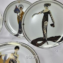 House of Erte Lot of 6 Art Deco Limited Edition Porcelain Plates Franklin Mint