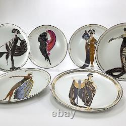 House of Erte Lot of 6 Art Deco Limited Edition Porcelain Plates Franklin Mint