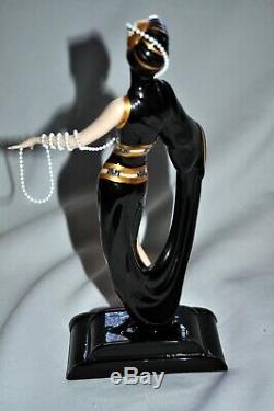 House of Erte Porcelain Sculpture Pearls and Emeralds by Franklin Mint