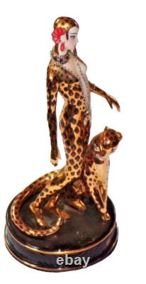 House of Erte The Franklin Min Leopard Limited Ed. Porcelain Art Deco Figurine