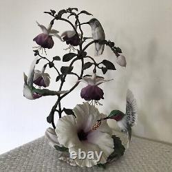 House of Faberge Flight of Fancy Porcelain/Bronze Hummingbird Hibiscus Figurine