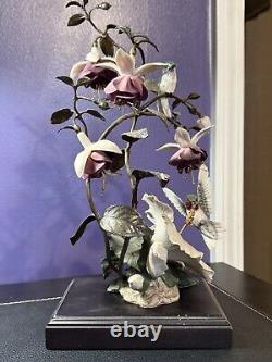 House of Faberge Flight of Fancy Porcelain/Bronze Hummingbird Hibiscus Figurine