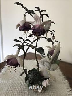 House of Faberge Flight of Fancy Porcelain/Bronze Hummingbird Hibiscus Figurine