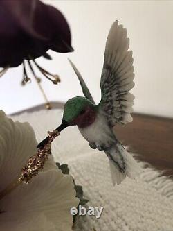 House of Faberge Flight of Fancy Porcelain/Bronze Hummingbird Hibiscus Figurine