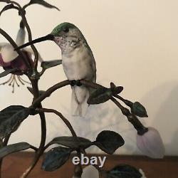 House of Faberge Flight of Fancy Porcelain/Bronze Hummingbird Hibiscus Figurine