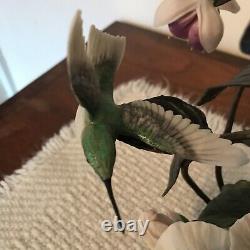 House of Faberge Flight of Fancy Porcelain/Bronze Hummingbird Hibiscus Figurine