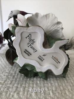 House of Faberge Flight of Fancy Porcelain/Bronze Hummingbird Hibiscus Figurine