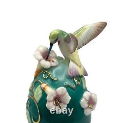 House of Faberge Franklin Mint Ruby Throated Hummingbird Green Egg Trinket Box