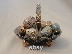 House of Faberge WINTER EGG BASKET (with 9 Eggs) by The Franklin Mint With COA